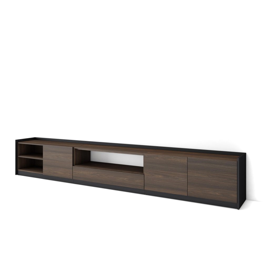 MUEBLE TV ALMACENAMIENTO LUND 310X50X37 CM TV 80" PUERTAS ABATIBLES ROBLE OSCURO NEGRO
