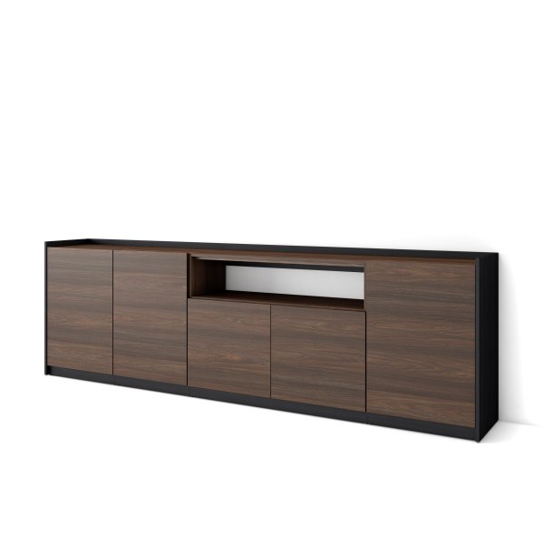 APARADOR SALÓN ELVA 260X80X37 CM 5 PUERTAS SOFT ROBLE OSCURO NEGRO