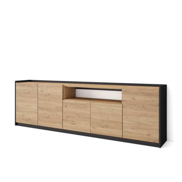 APARADOR SALÓN NORA 260X80X37 CM 5 PUERTAS SOFT ROBLE NEGRO