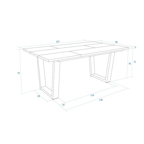 MESA COMEDOR FIJA 167X90X74 CM 8 COMENSALES PATAS U INDUSTRIAL ROBLE SOFT