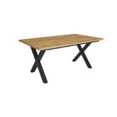 Mesa comedor fija 167x90x74 cm 8 comensales, patas X industrial, roble natural, diseño industrial para comedores modernos