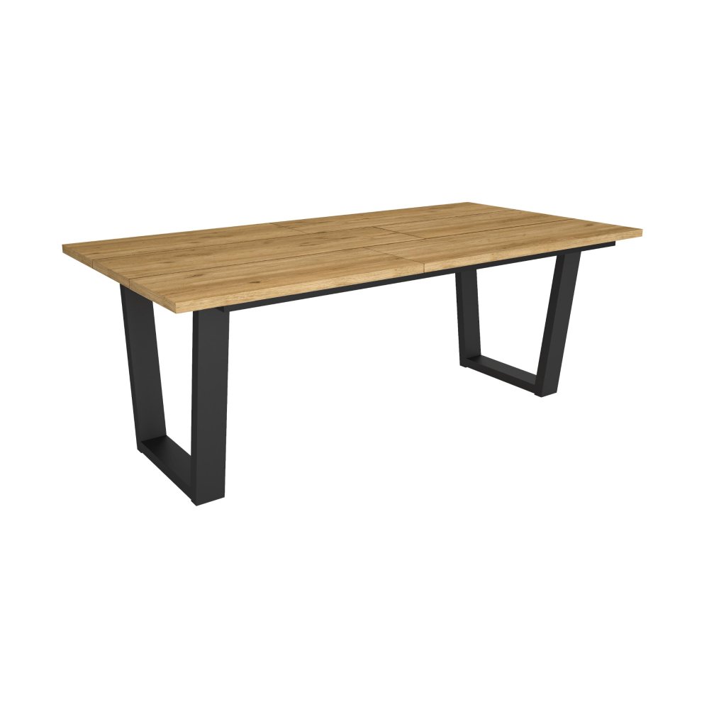 MESA COMEDOR FIJA 194X90X74 CM 10 COMENSALES PATAS U INDUSTRIAL ROBLE
