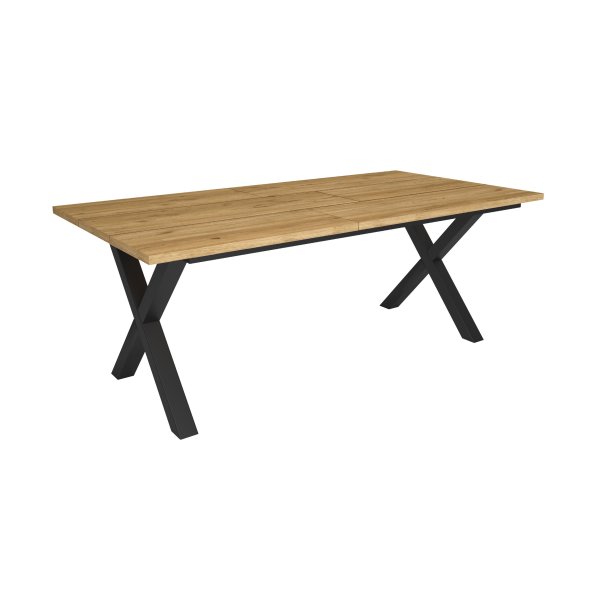 MESA COMEDOR FIJA 194X90X74 CM 10 COMENSALES PATAS X INDUSTRIAL ROBLE