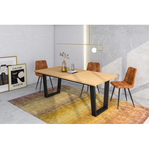 MESA COMEDOR FIJA 194X90X74 CM 10 COMENSALES PATAS U MODERNO ROBLE SOFT