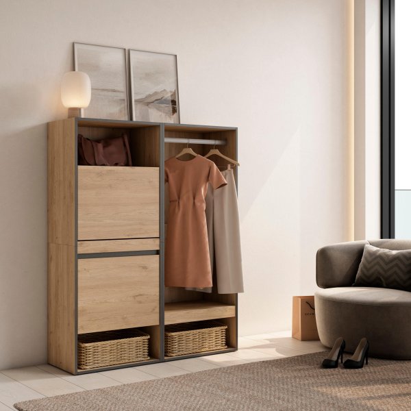 Zapatero Plus 120x145 cm Roble | Vestidor + Zapatero Dormitorio 2