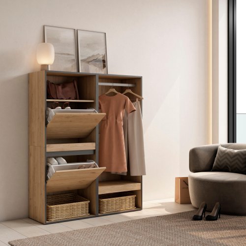 Zapatero Plus 120x145 cm Roble | Vestidor + Zapatero Dormitorio