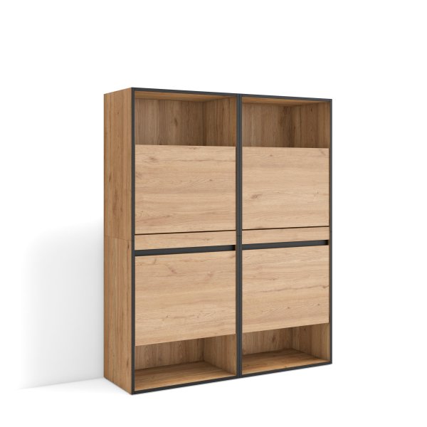 Zapatero Pro 120x145 cm Roble | 20 Pares | Puertas Abatibles