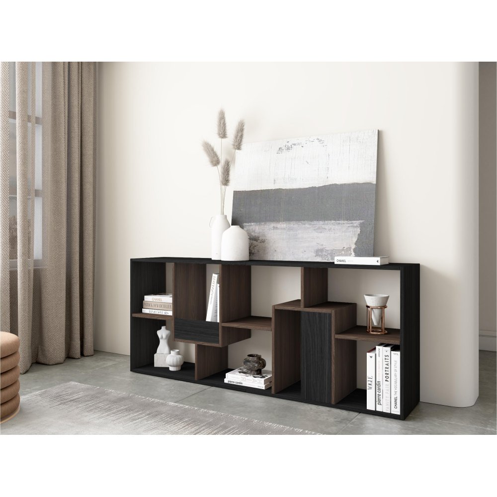 Librería 162 cm Negro Roble Oscuro | Multiposición Pared