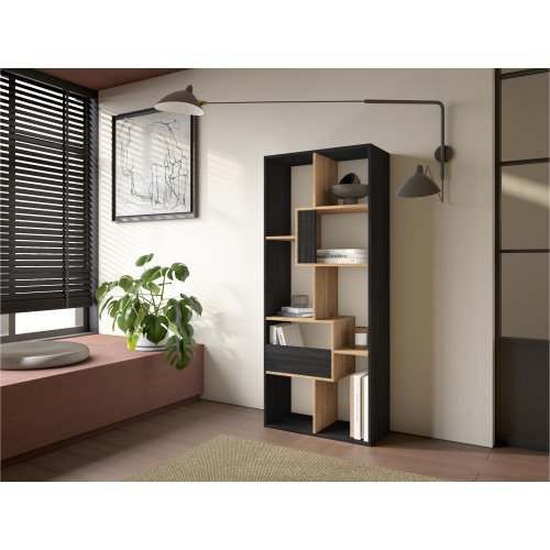 Librería Estantería 162 cm Negro Roble | Multiposición