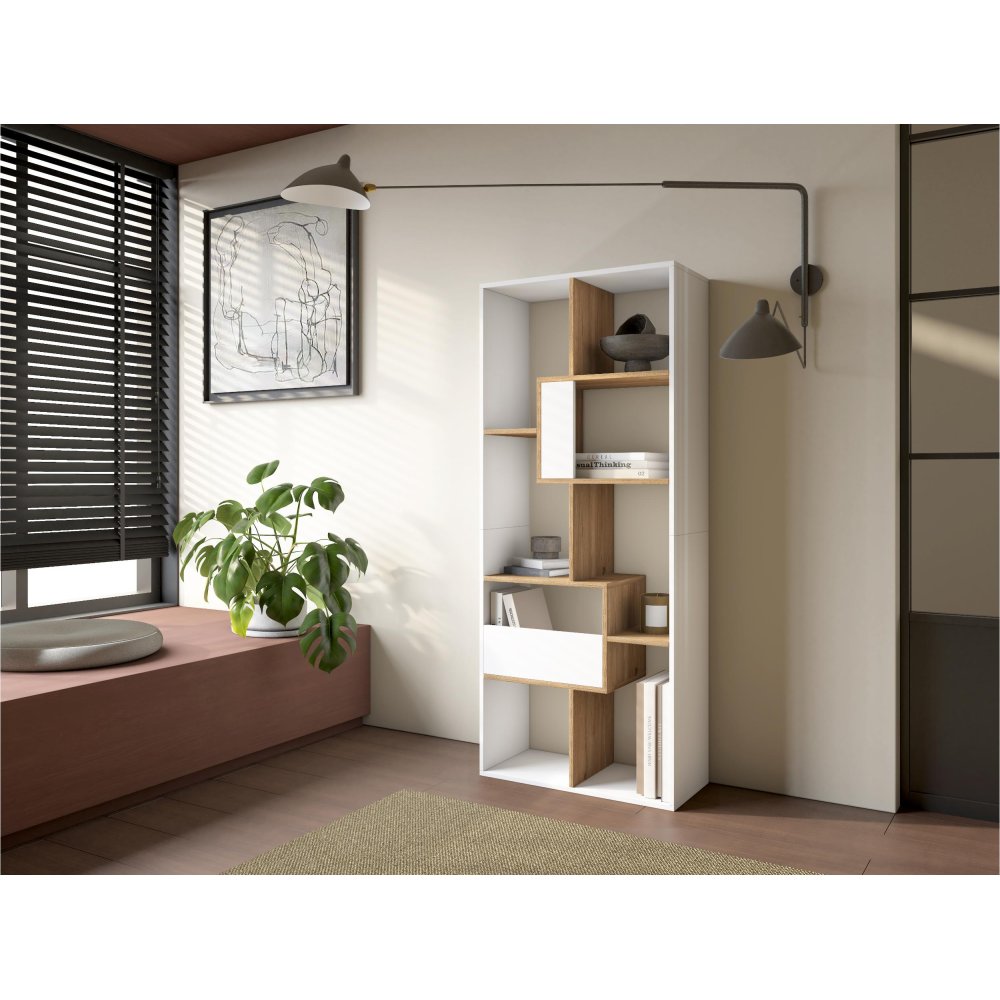 Librería Estantería 162 cm Blanco Roble | Multiposición