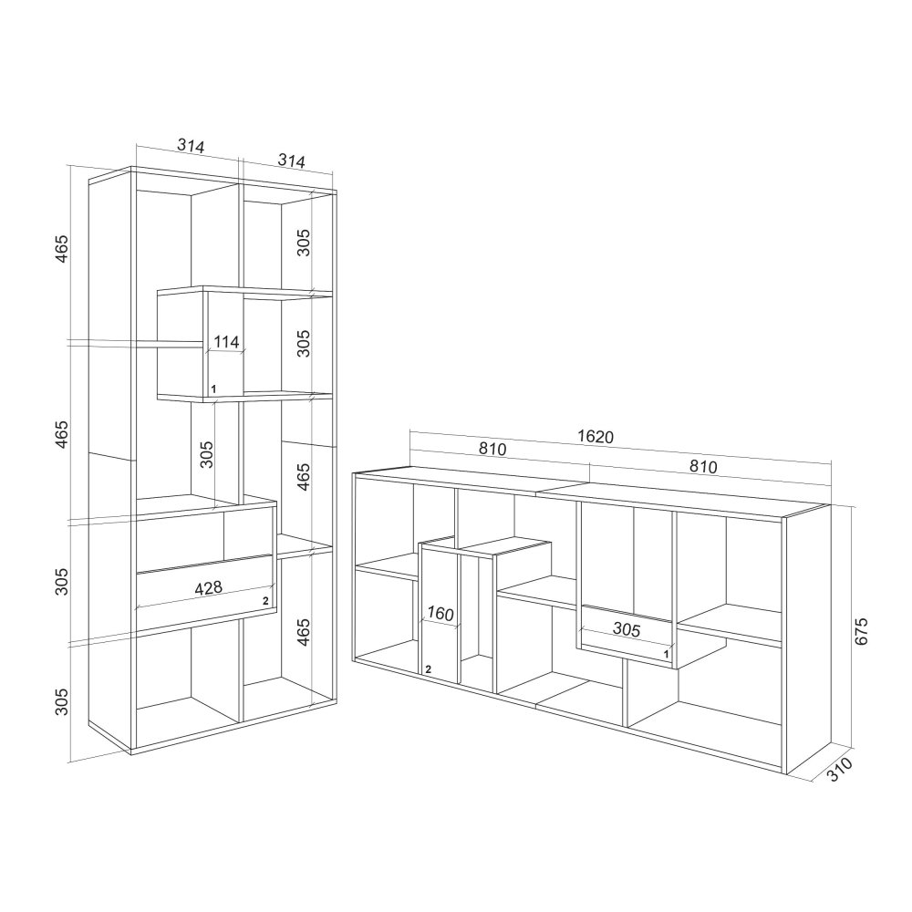 Librería Estantería 162 cm Blanco | Multiposición Pared