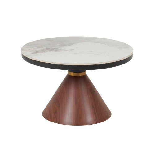 Mesa auxiliar redonda con base metálica