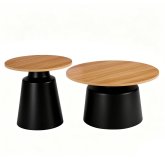 Set de 2 mesas auxiliares en MDF color natural