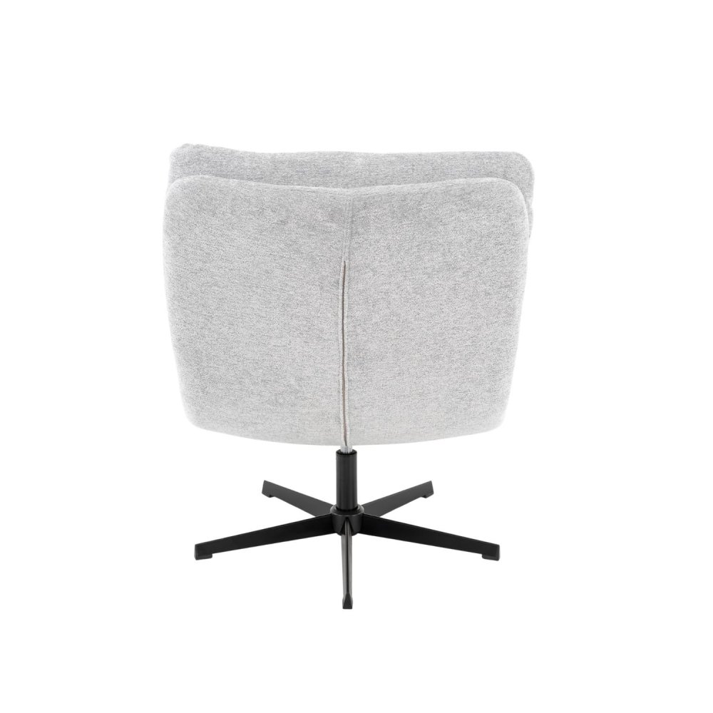 Vista trasera del sillón tapizado gris