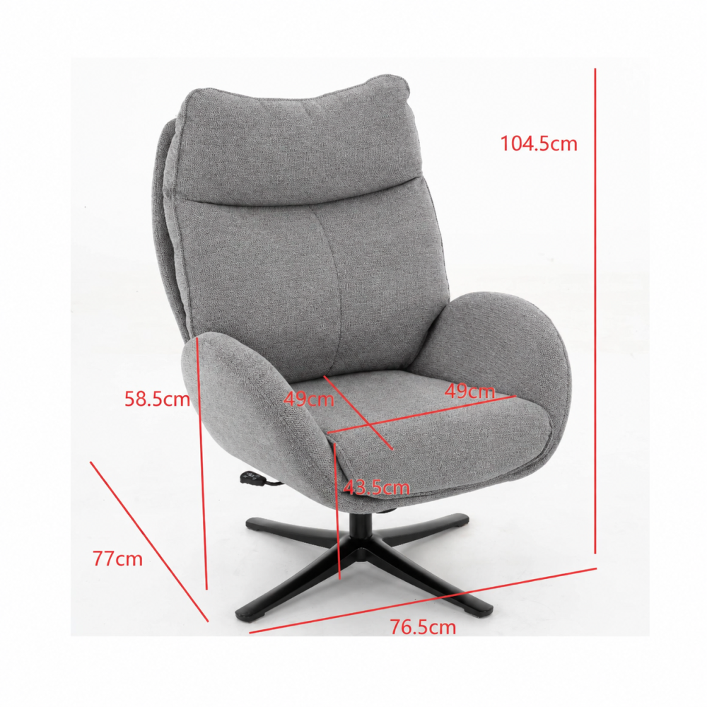 Sillón relax con reposapiés color gris – medidas