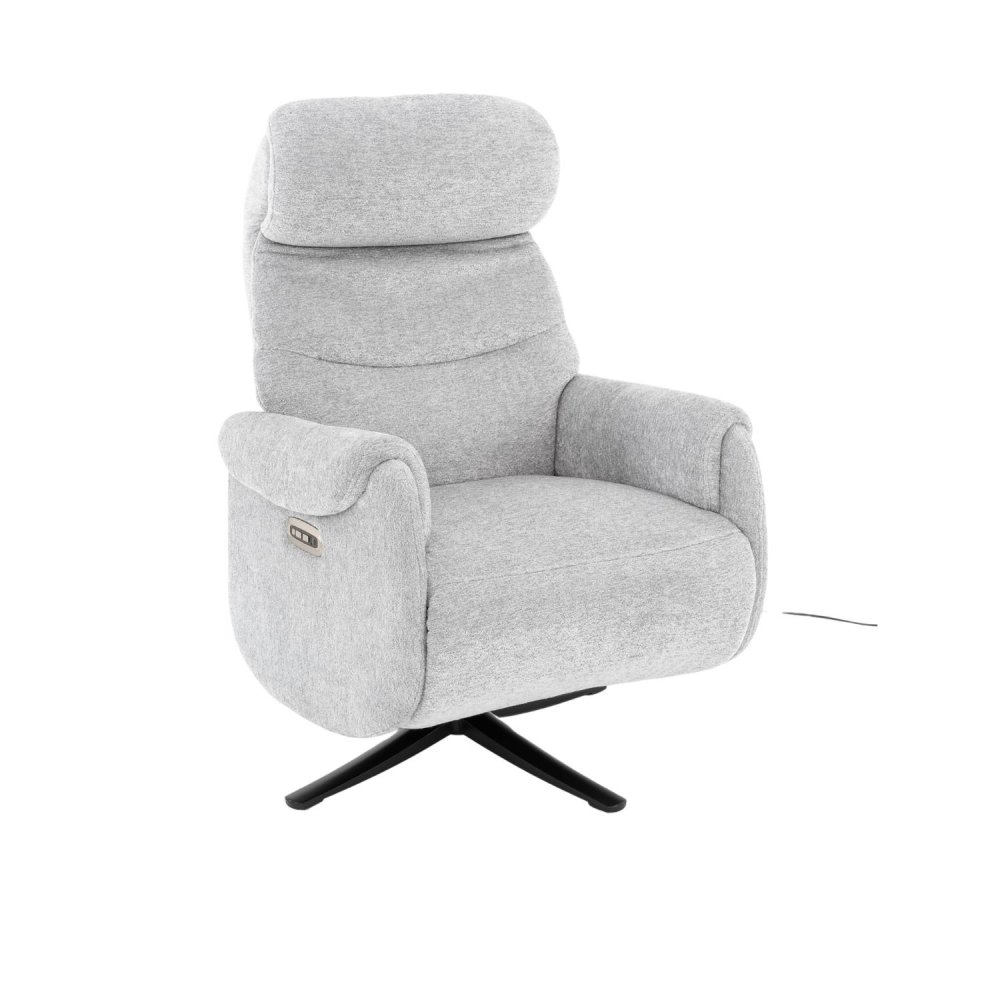 Sillón relax eléctrico gris claro – vista frontal lateral