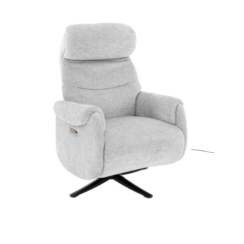 Sillón relax eléctrico gris claro – vista frontal lateral
