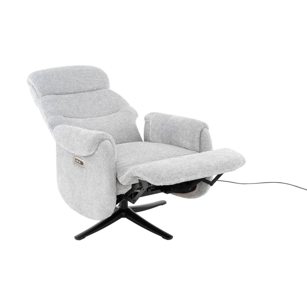 Sillón relax eléctrico gris claro – posición reclinada lateral