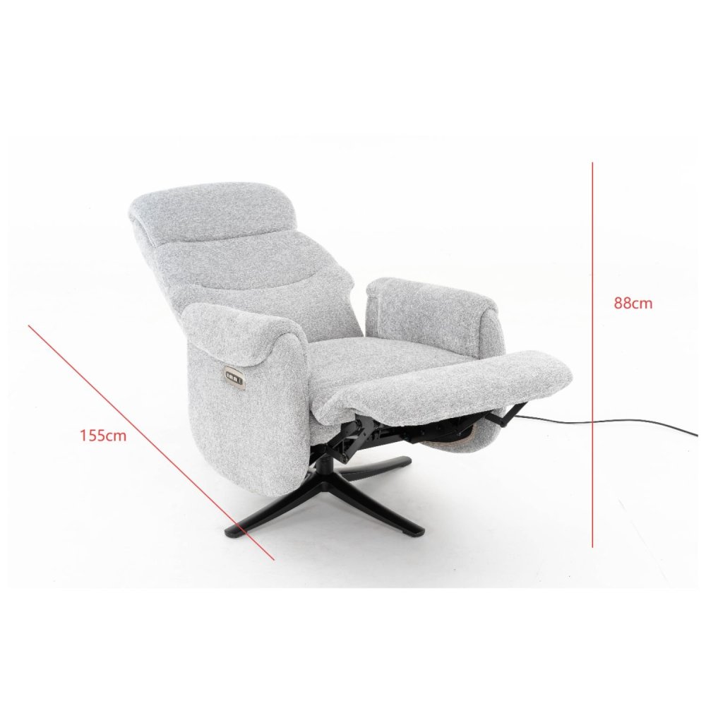 Sillón relax eléctrico gris claro – posición reclinada