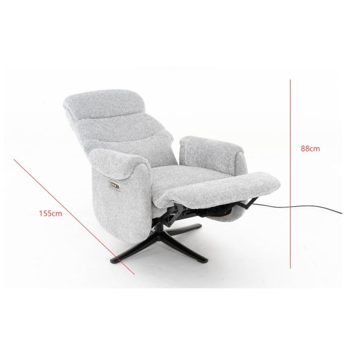 Sillón relax eléctrico gris claro – posición reclinada