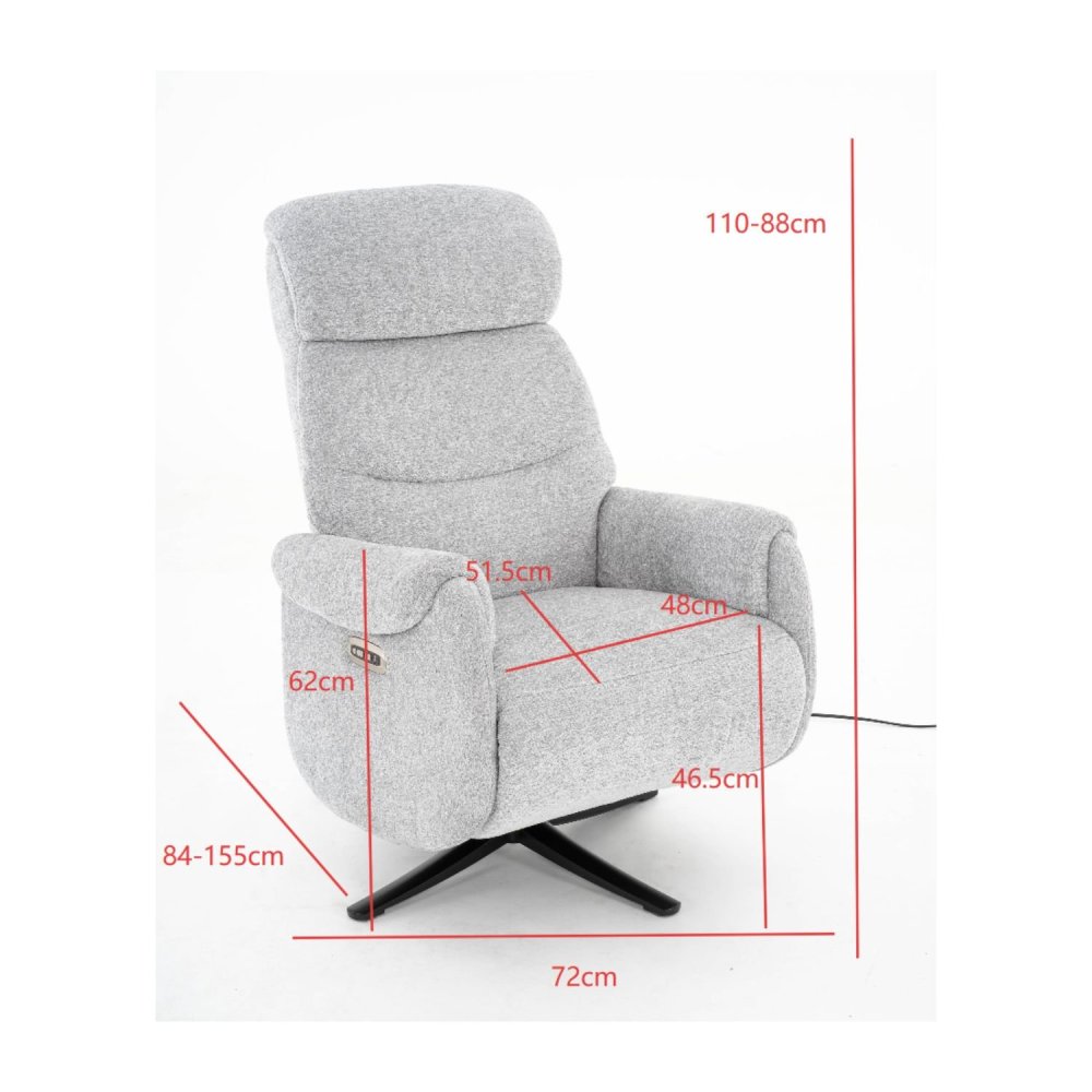 Sillón relax eléctrico gris claro – medidas