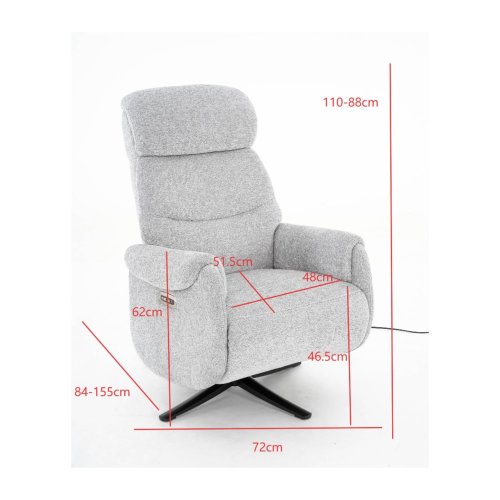 Sillón relax eléctrico gris claro – medidas