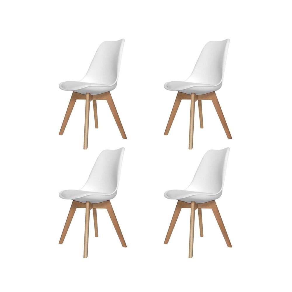 PACK 4 CHAISES NEW TOWER WOOD BLANCH - Packs de Chaises 