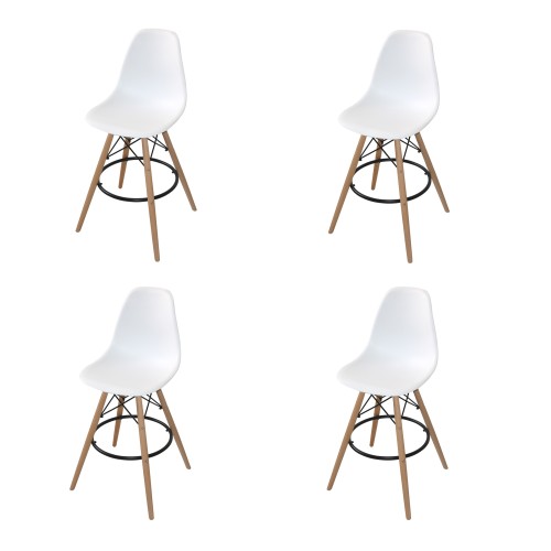 PACK 4 TABOURETS TOWER WOOD BLANC