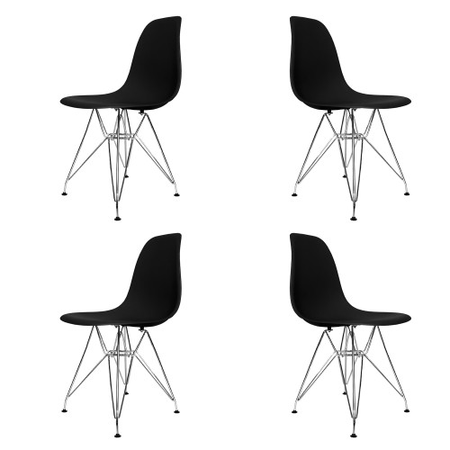 PACK 4 BLACK TOWER CHROME CHAIRS EXTRA QUALITY - Chaise Tower 