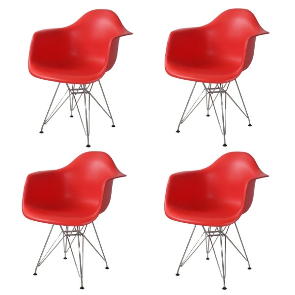 PACK 4 FAUTEUILS TOWER CHROME ROUGES