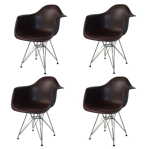 PACK 4 FAUTEUILS TOWER CHROME CHOCOLAT