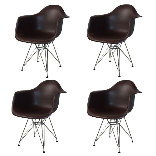 PACK 4 FAUTEUILS TOWER CHROME CHOCOLAT