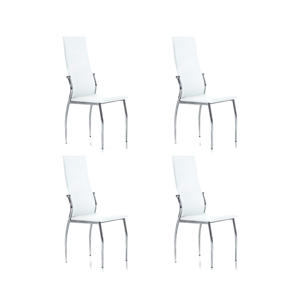 PACK 4 CHAISES TAPISSÃ‰ES BOSTON BLANCHES