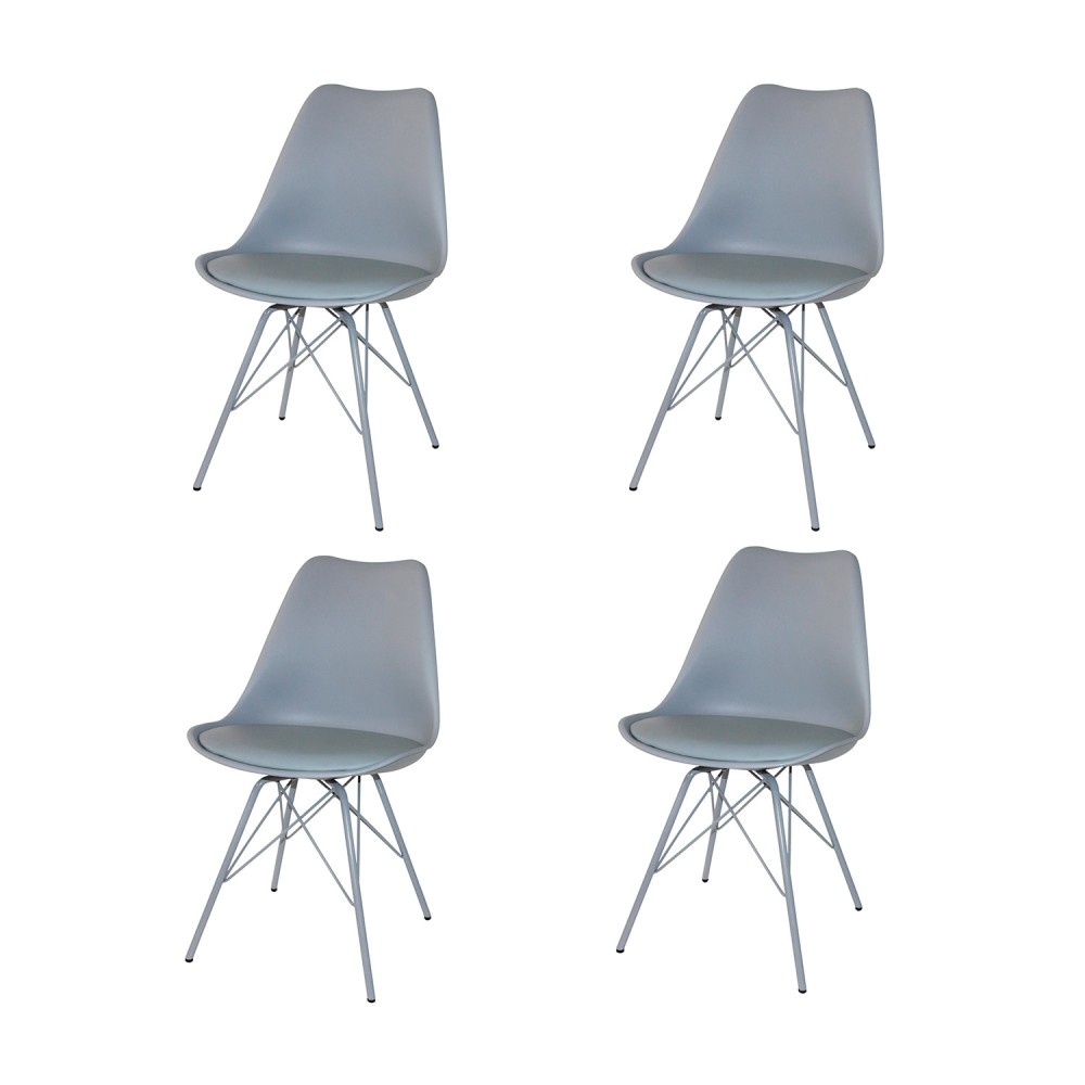 PACK 4 CHAISES TOWER MÉTAL GRISES