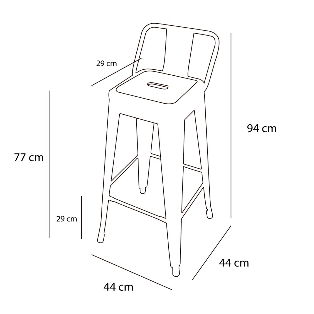 TABURETE LANK INDUSTRIAL CON RESPALDO METÃLICO