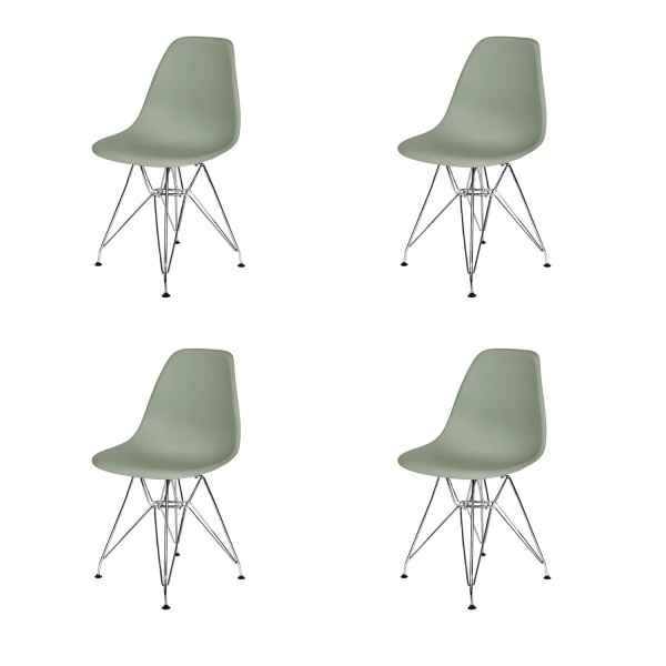 SET 4 CHAISES TOWER CHROME VERT KALE EXTRA QUALITY