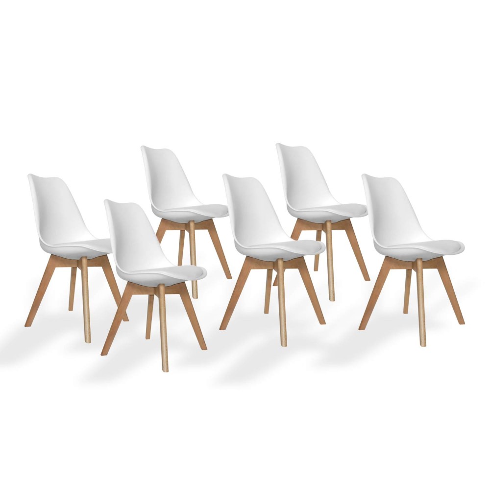 PACK 6 CHAISES NEW TOWER WOOD BLANCH