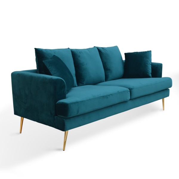 SOFA 3 PLAZAS TERCIOPELO Y PATAS METALICAS - Canapés 2