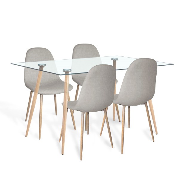 PACK MESA DE COMEDOR FOREST 140 CM Y SILLA TAPIZADA CORO ARENA - Ensembles de tables et chaises 