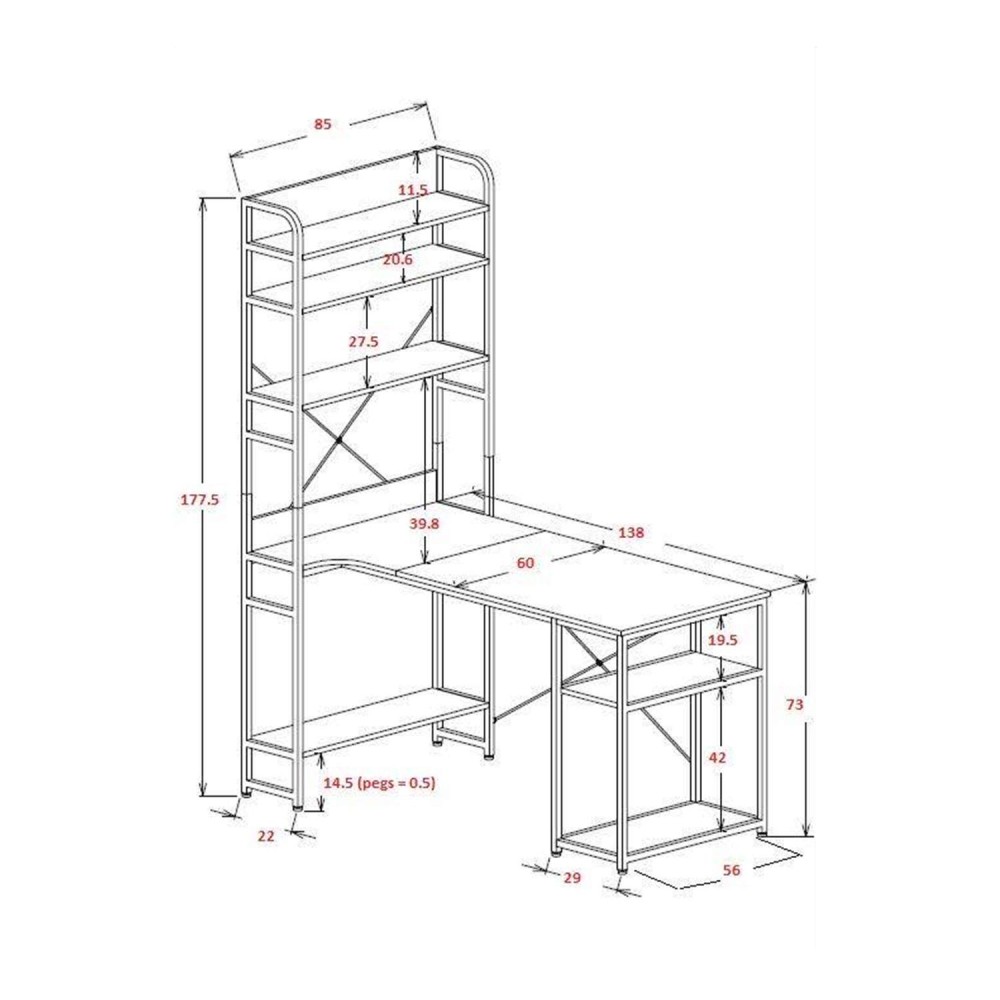 BUREAU AVEC ÉTAGÈRE SEAFORD