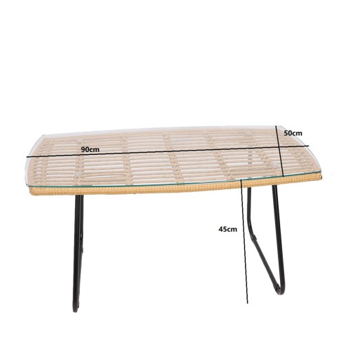 MESA DE CENTRO RAFFLES EN RATAN DE 92 CM
