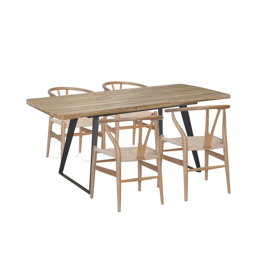PACK 4 CHAISES WISHGREY + TABLE BRECKER