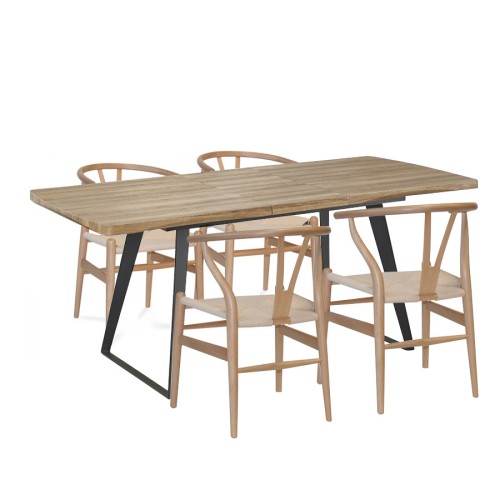PACK 4 CHAISES WISHGREY + TABLE BRECKER