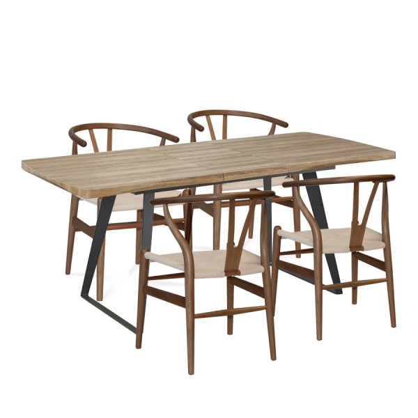 PACK 4 CHAISES WISHGREY MAHOGANY + TABLE BRECKER