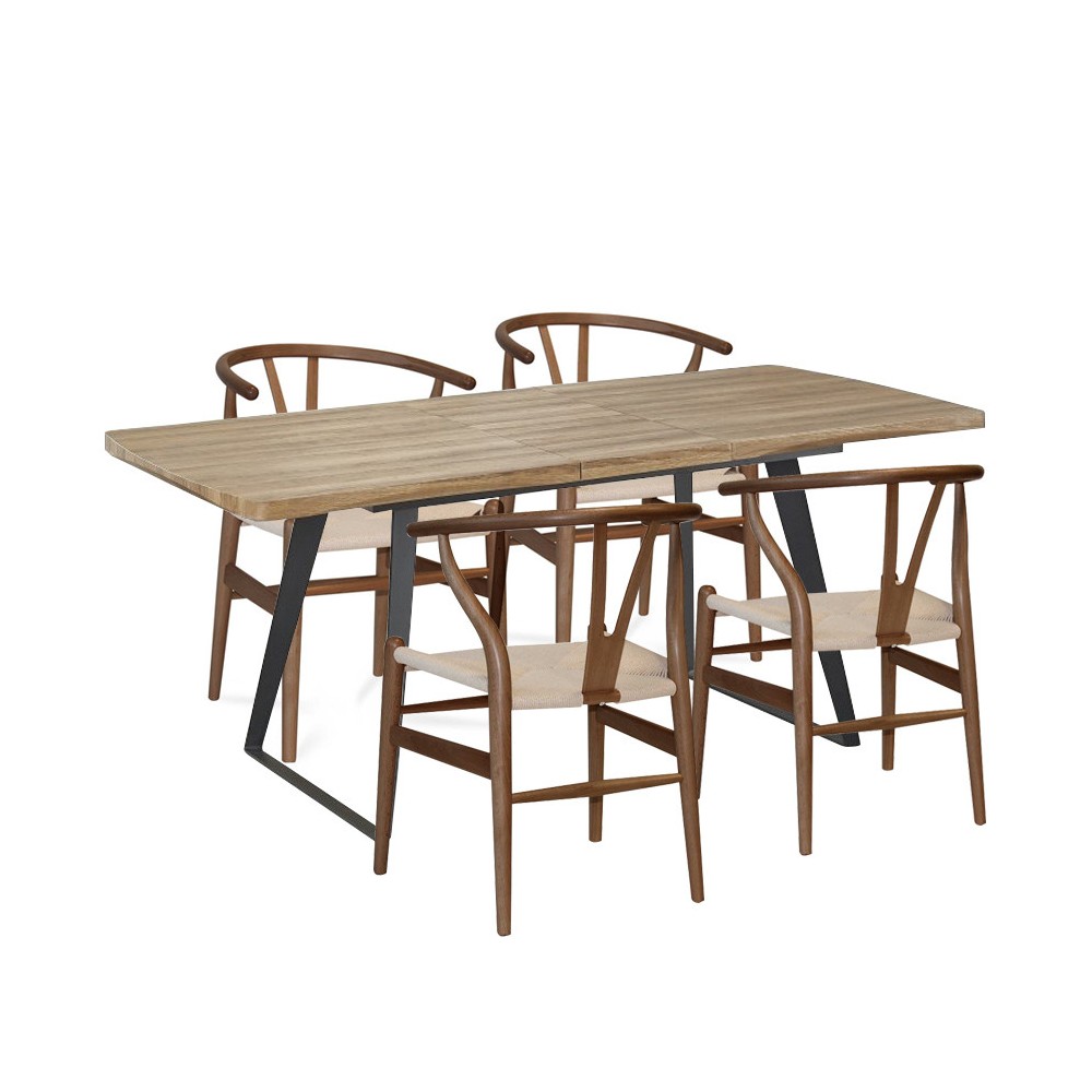 PACK 4 CHAISES WISHGREY MAHOGANY + TABLE BRECKER