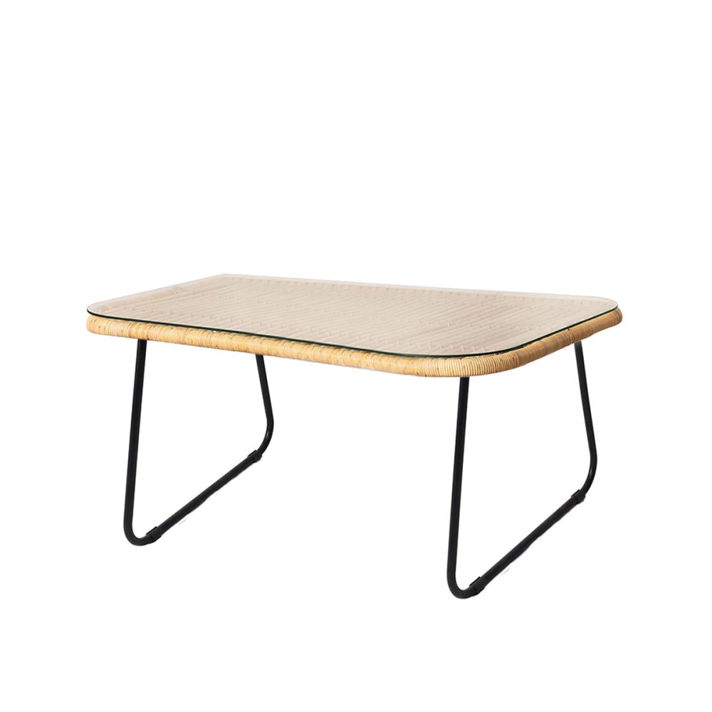 TABLE BASSE RAFFLES EN ROTIN DE 90 CM