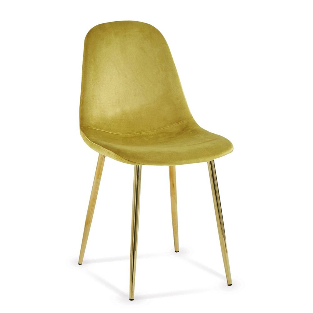 CHAISE CUIR VELVET GOLD - Chaises tapissées 