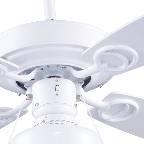 VENTILATEUR AVEC 4 PALES EN BOIS BLANC AVEC TÉLÉCOMMANDE - Ventilateur de plafond 