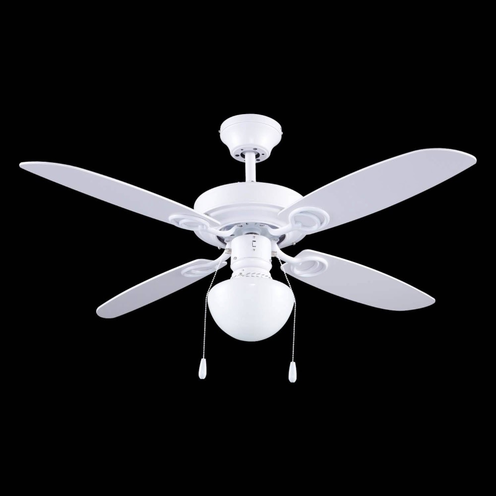 VENTILATEUR AVEC 4 PALES EN BOIS BLANC AVEC TÉLÉCOMMANDE - Ventilateur de plafond 