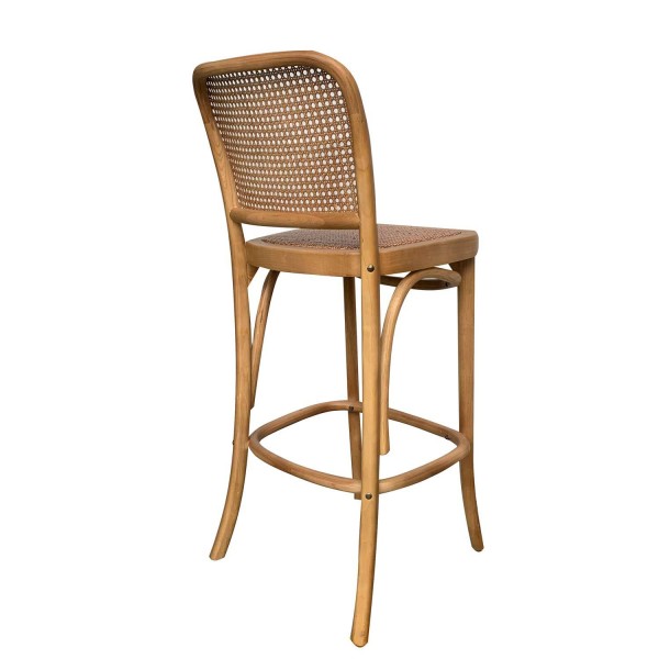 TABOURET EN BOIS ET ROTIN HOFFMAN 2
